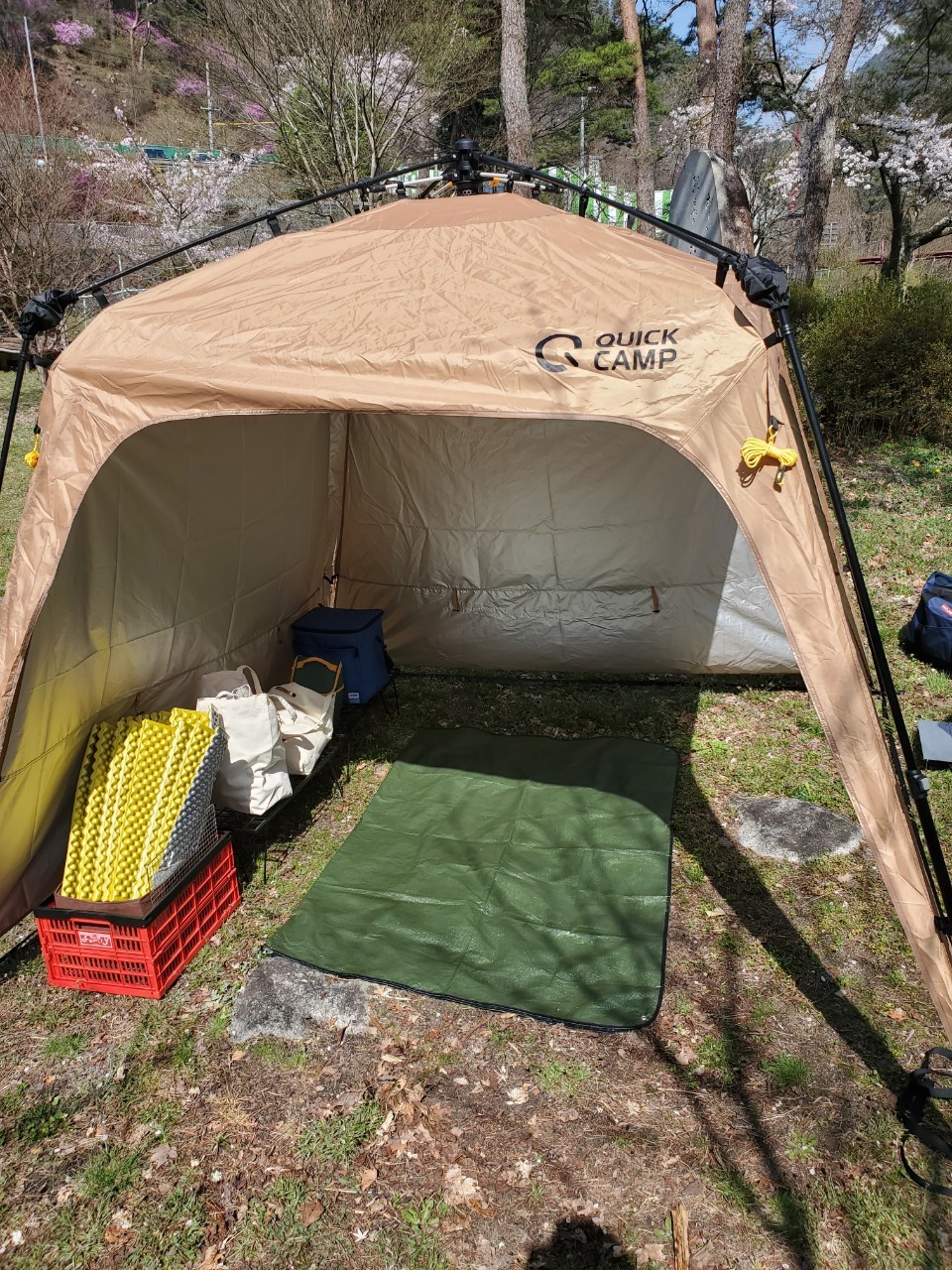 QUICKCAMP ワンタッチタープ 2.5m サンド ベージュ 追加フラップ